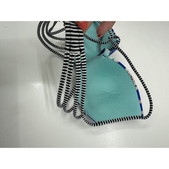 Shade and Shore Womens Swimsuit Bikini Top Padded Push Up Blue Floral - Picture 6 of 8